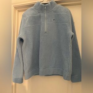 Light Blue Vineyard Vines Sherpa Quarterzip